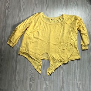 Woman’s yellow crop sweater with tie